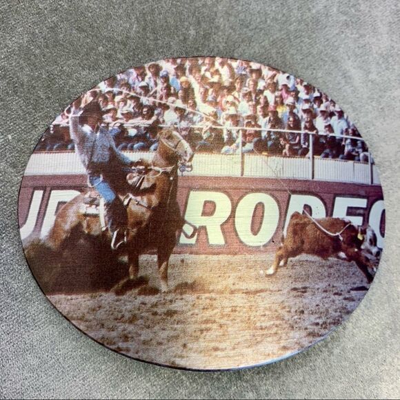 RODEO cowboy coloured picture oval belt buckle - Picture 6 of 6